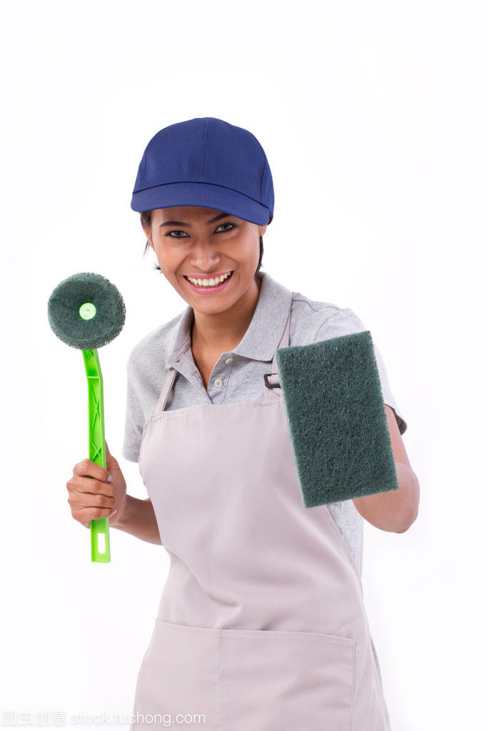 自信、 專業女清潔工隨時待命